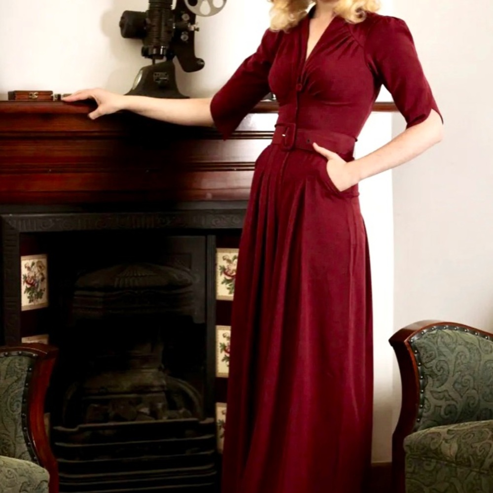 NWT Miss Candyfloss Burgundy Pantsuit (ModCloth Embolden Age Jumpsuit) Size S